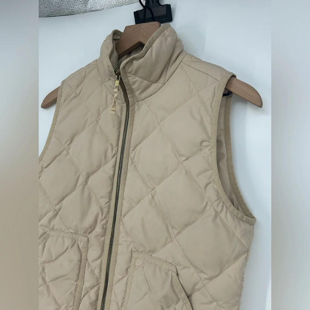 J Crew‎ Quilted Puffer Vest Down Filled Cream Off White Style 92465- Size XS